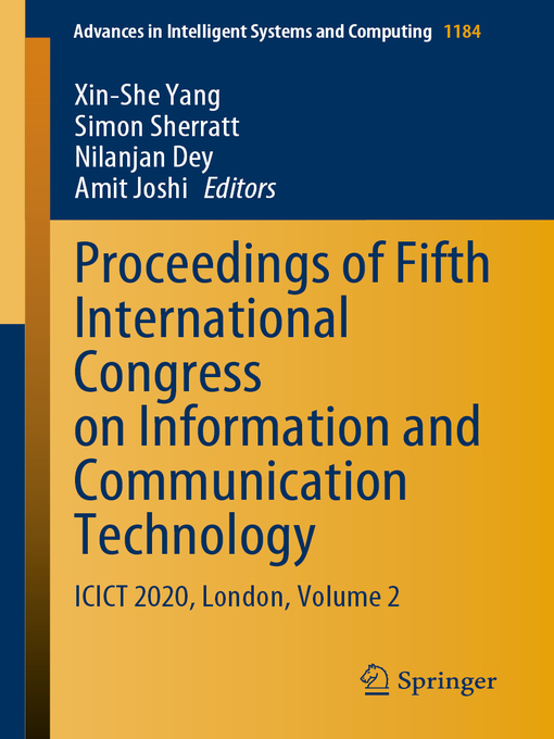Title details for Proceedings of Fifth International Congress on Information and Communication Technology by Xin-She Yang - Wait list
